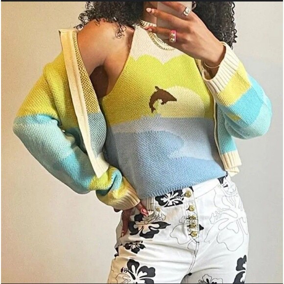 House Of Sunny Knit Halter Tank Dolphin Sz 2 Ocean Beach Limited Run Vol. 17 - Picture 2 of 9
